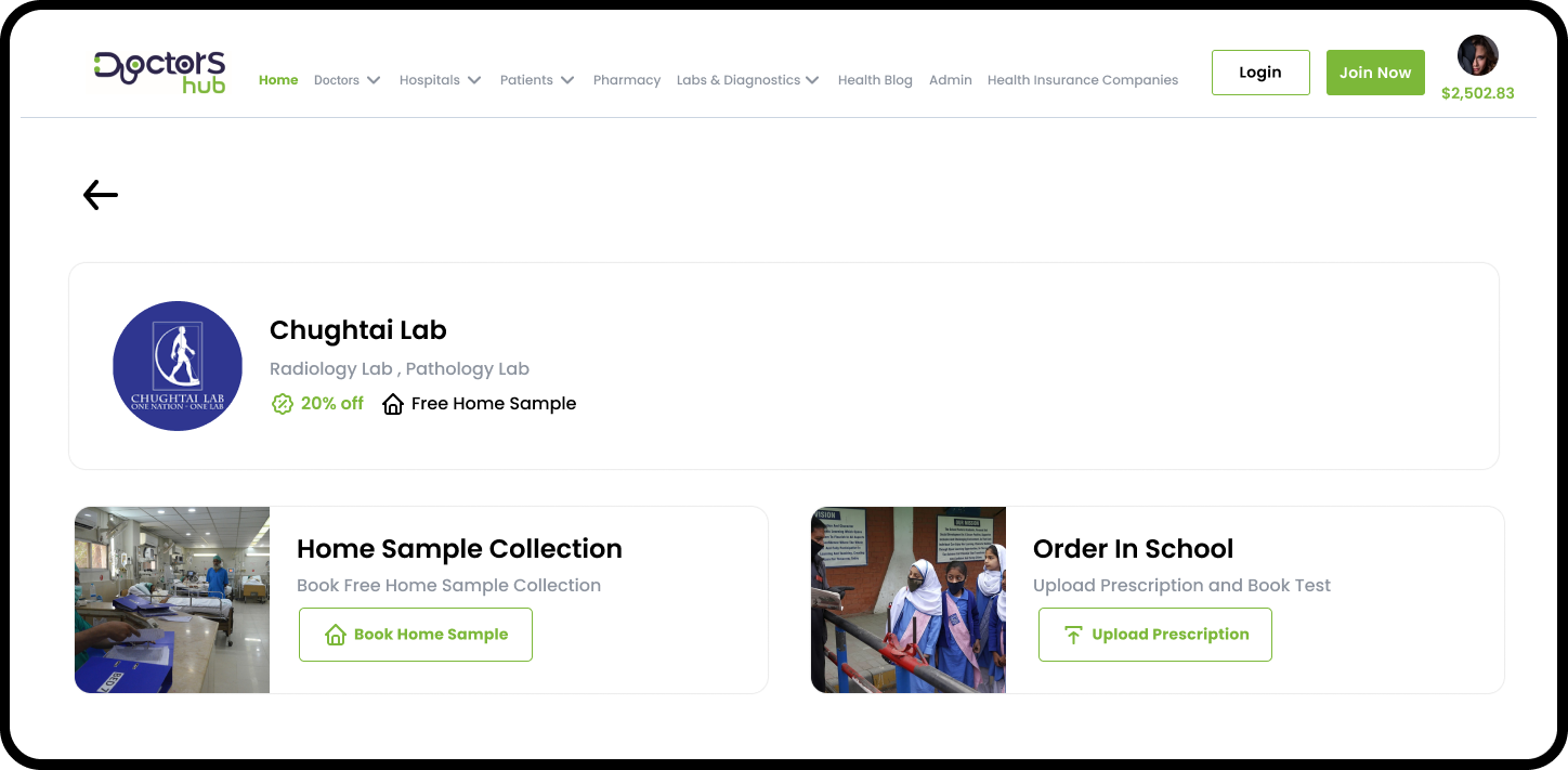 Doctors Hub Lab Testing